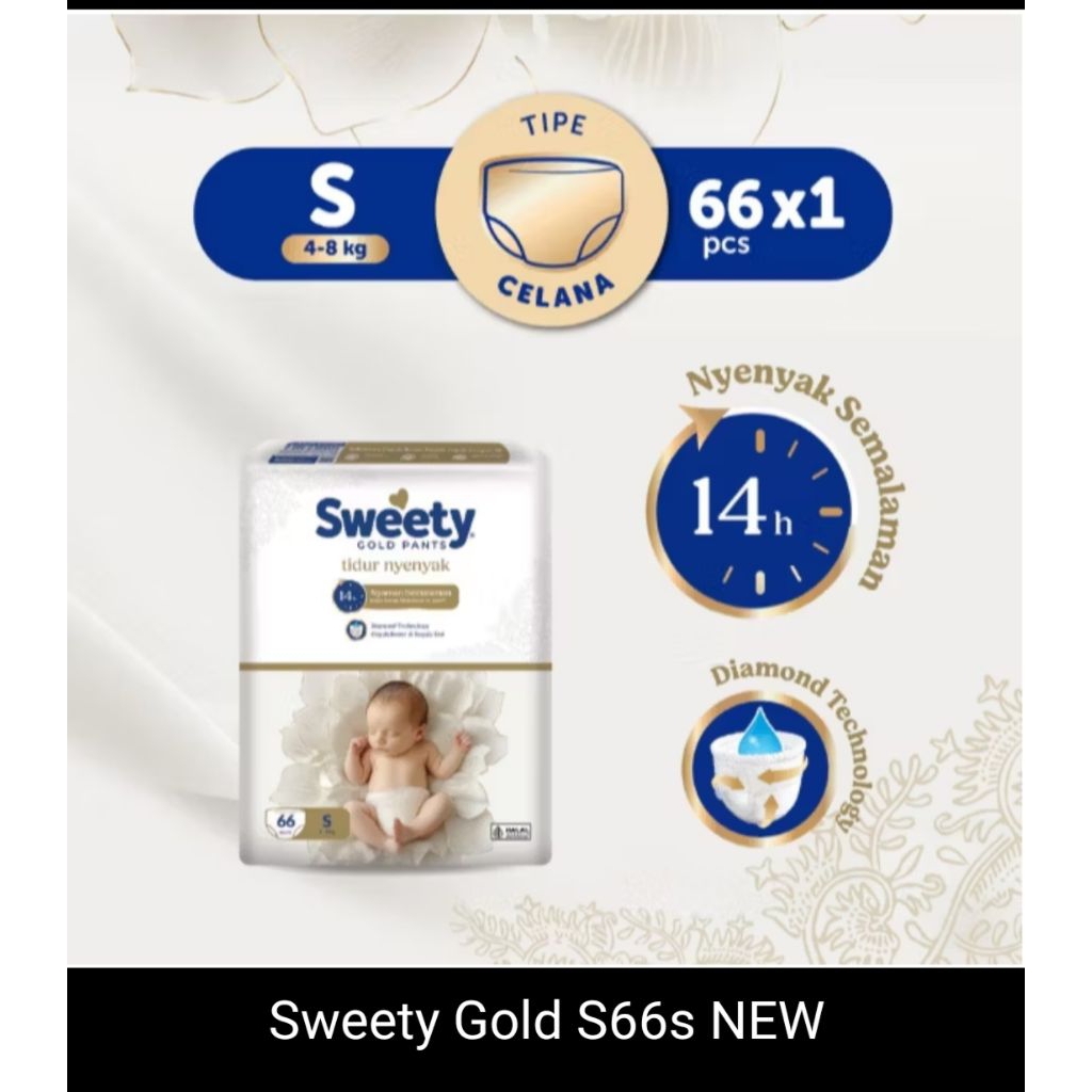 Popok Bayi Sweety Gold S 66 pcs