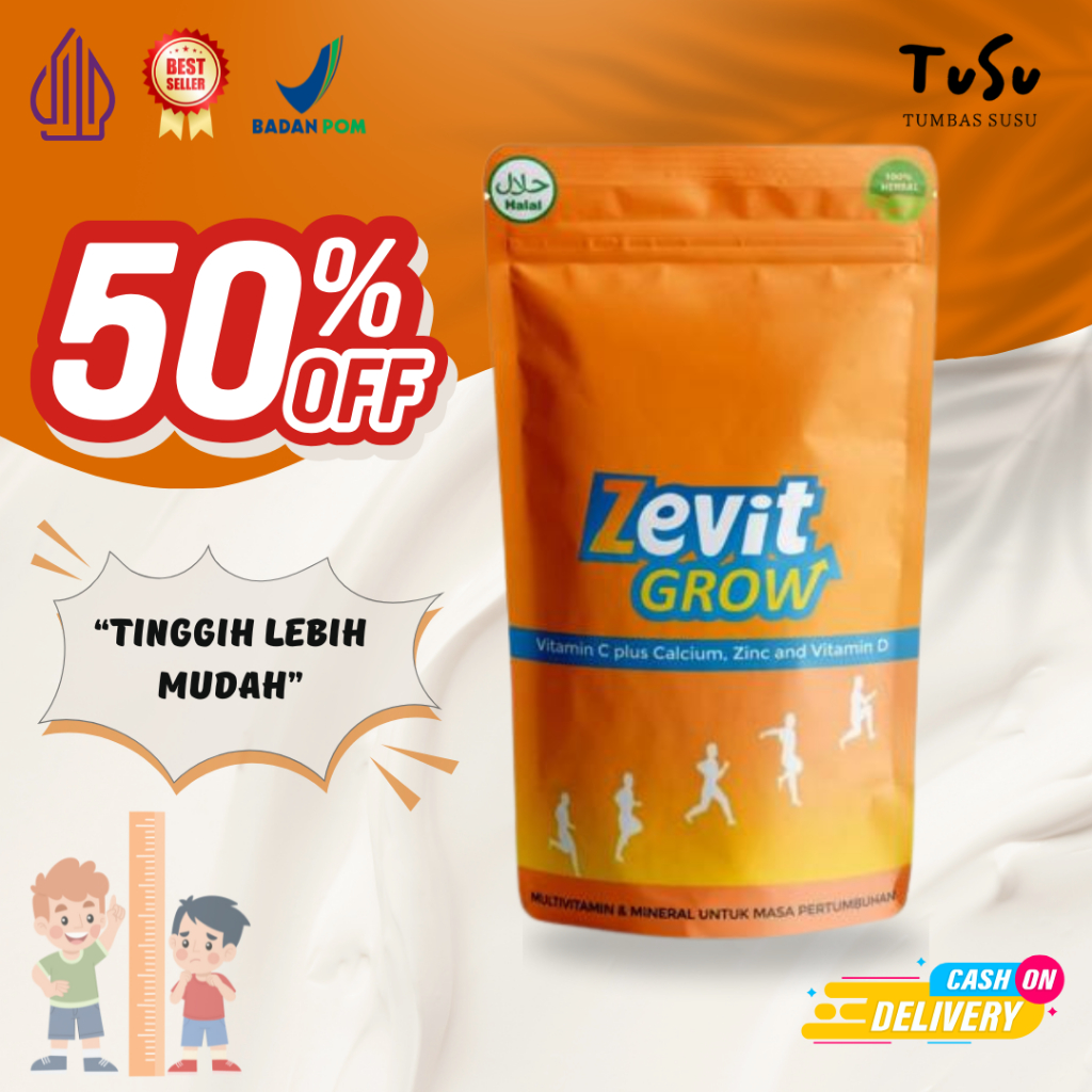 ( TERLARIS / Super Promo ) - Zenit Grow Susu / Suplemen Peninggi Badan / Kalsium Peninggi Badan Cepa