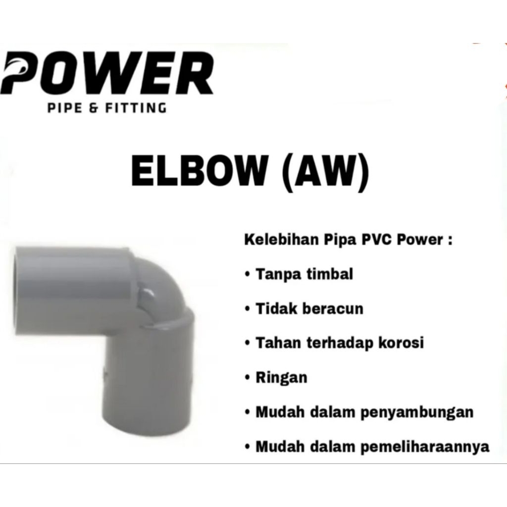Elbow / Knee PVC AW Power 4" Inc Tipe AW / Tebal.