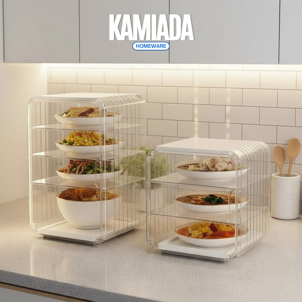 PXTON - Tudung Saji Acyrilic 3/4/5 Tingkat / Tudung Saji Akrilik Makanan Tebal Premium / Lemari Maka