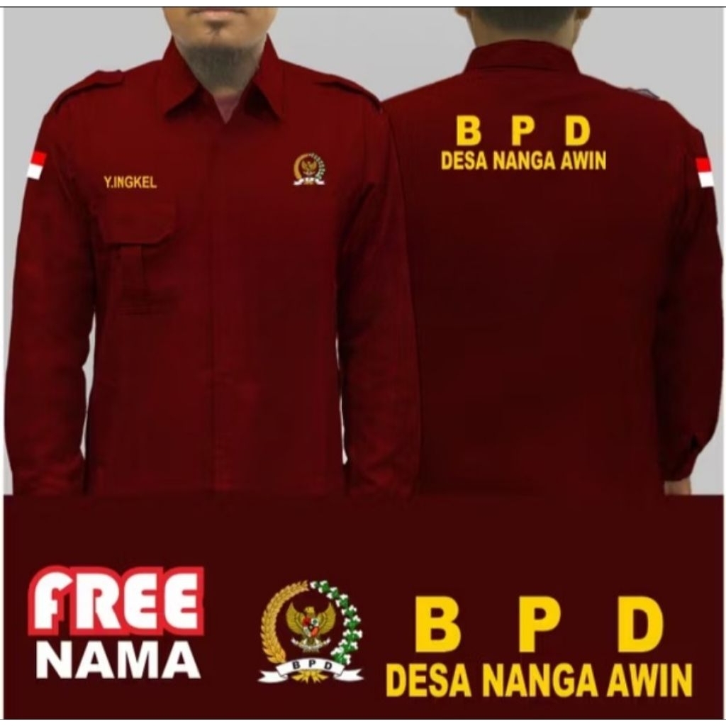 kemeja BPD baju pdh BPD abu panjang