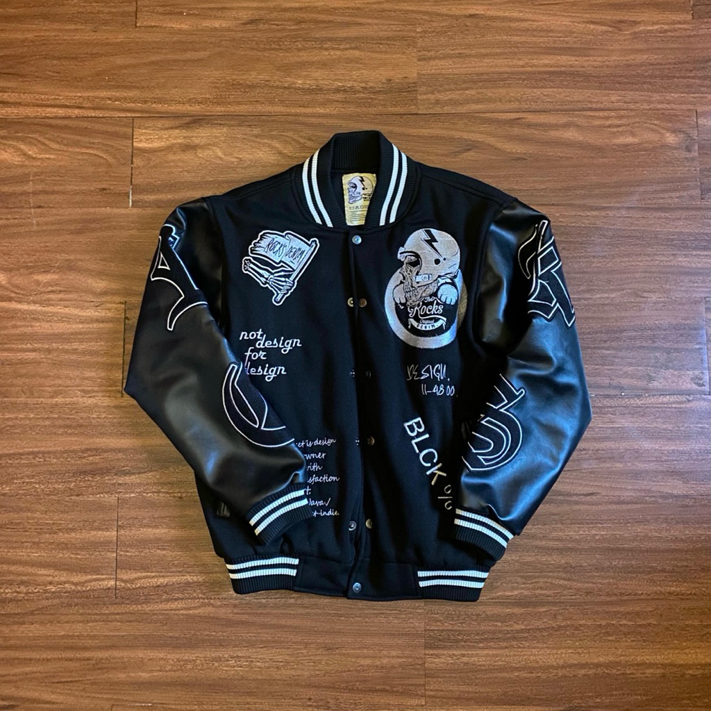 RocksDenim Black Varsity Jacket Second Preloved