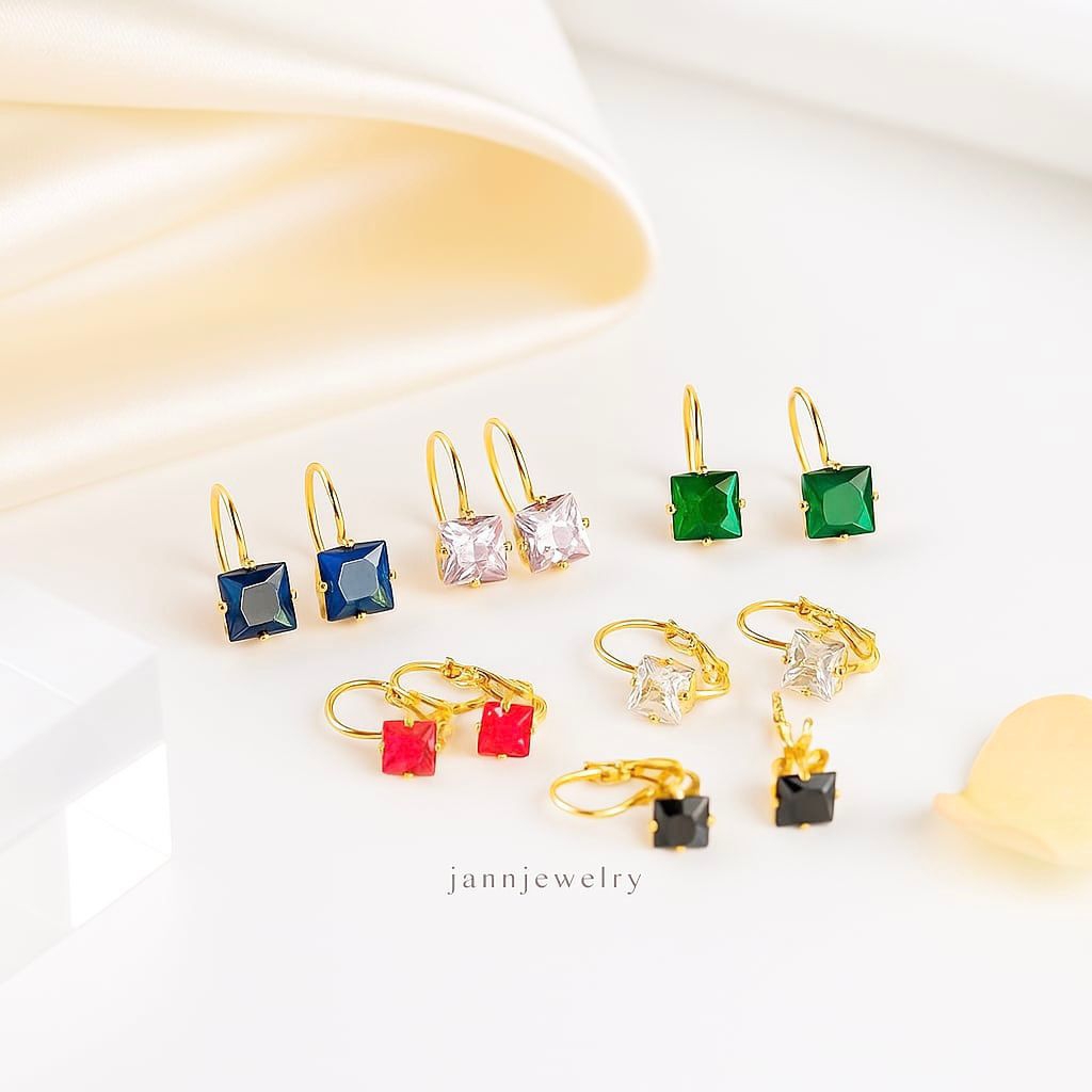 anting titanium desy kait permata anti karat&alergi gold colour 6mm