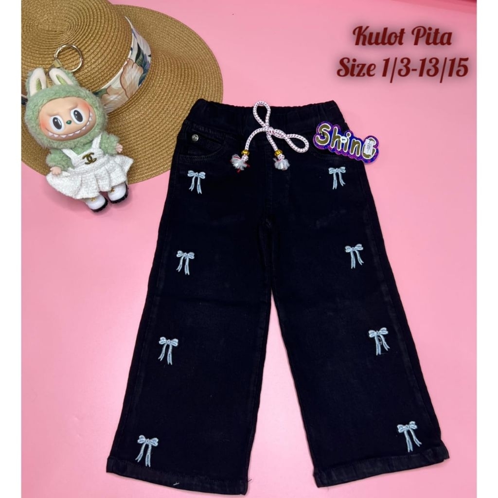 Levis kulot bordir keliling anak cewek 2-12 tahun // Celana panjang kulot anak perempua // Bawahan p