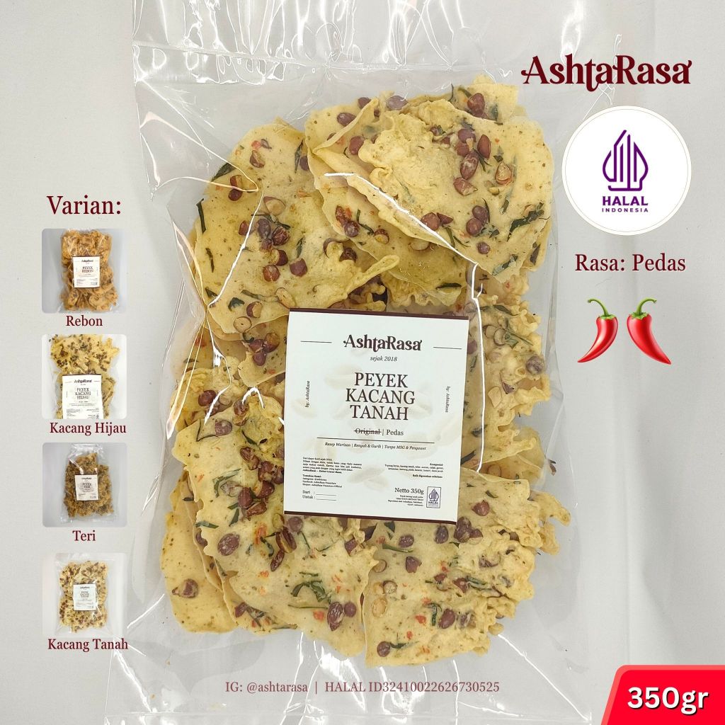 350g Peyek Kacang, Peyek Kacang Hijau, Peyek Teri, Peyek Rebon Rasa Pedas | Murah Gurih HALAL No-MSG
