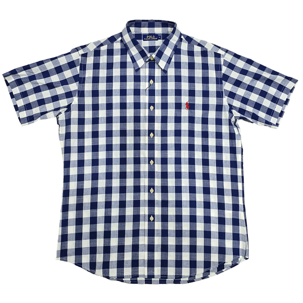 Kemeja pria lengan pendek polo ralph lauren NAVY WHITE M0125