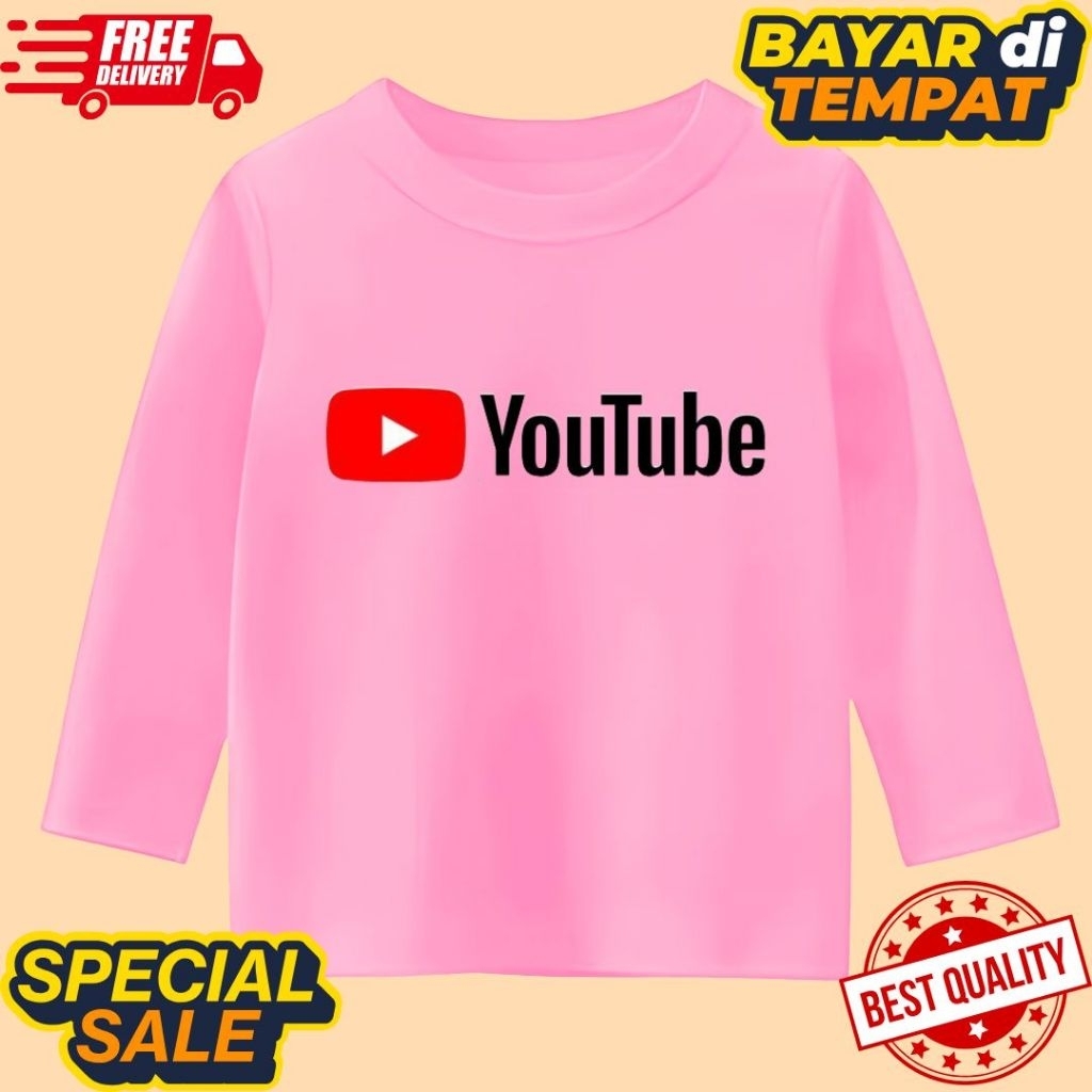 KAOS ATASAN ANAK LENGAN PANJANG UNISEX MOTIF YOUTUBE