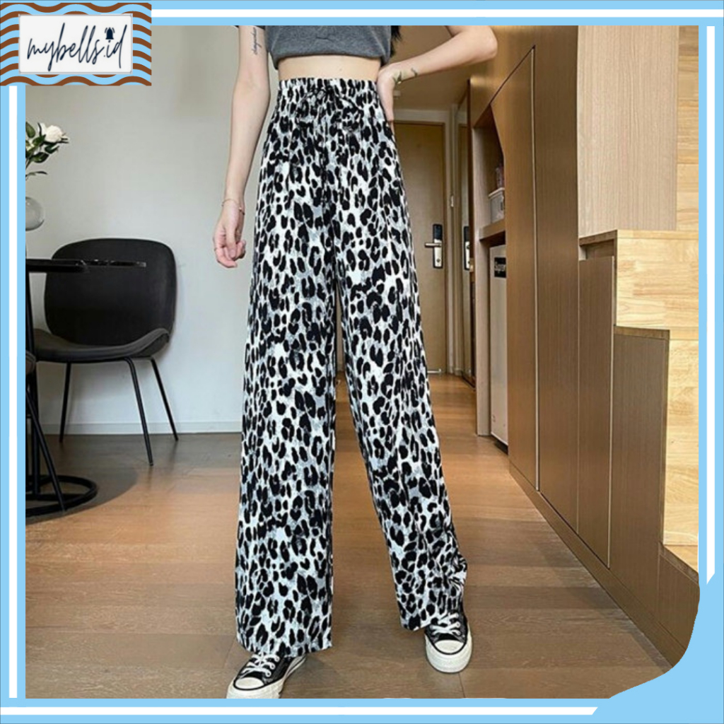 MB CPG537 Celana Panjang Leopard Motif Macan Kulot Bahan Karet Rayon Stretch