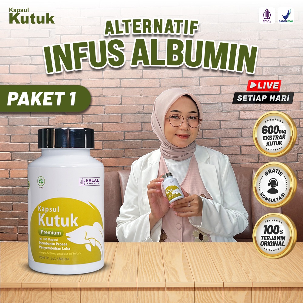 Kapsul Kutuk Premium - Alternatif Suntik Infus Albumin Ekstrak Gabus Original 100% Kutuk