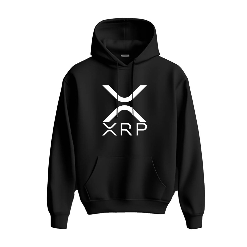 Hoodie Ripple Crypto XRP Sweater Fleece Hoodie Black Hitam Cloth