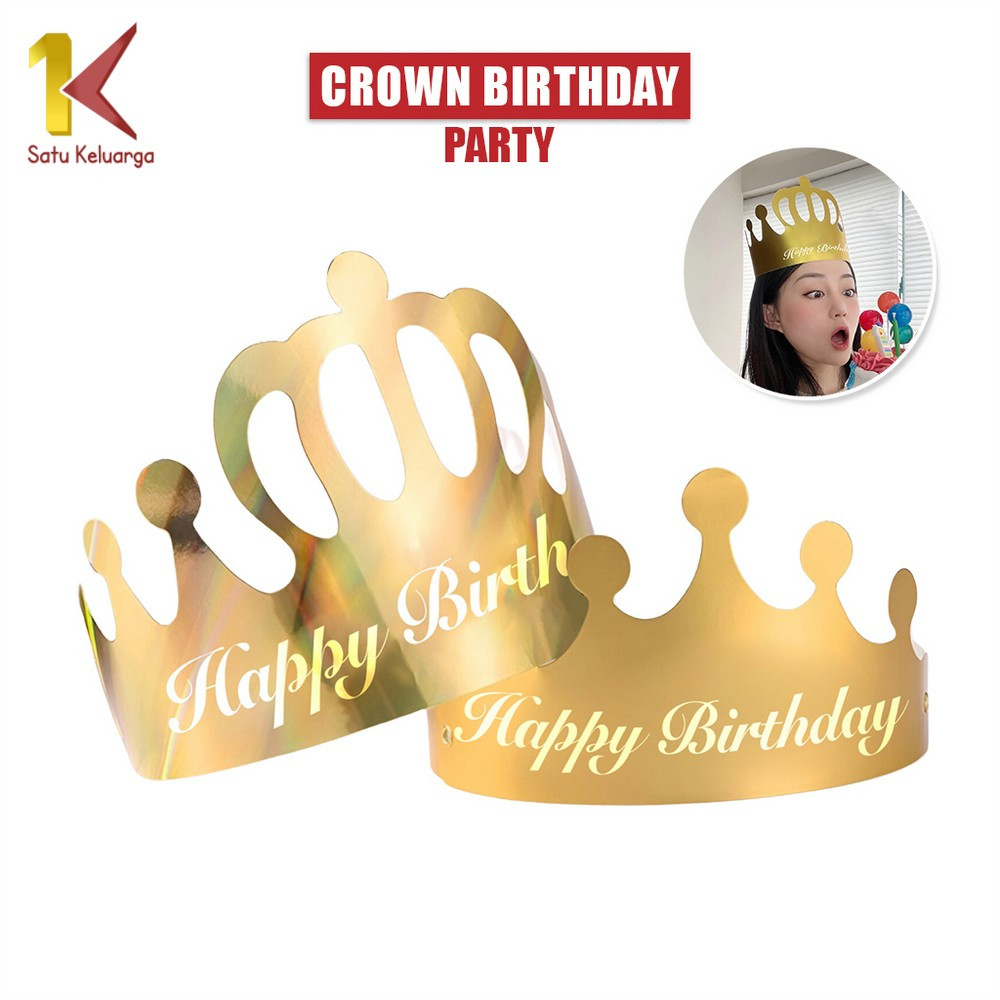 Satu Keluarga Topi Anak Ulang Tahun Kertas Bentuk Mahkota C790 HBD Dekorasi Pesta Crown Birthday Par