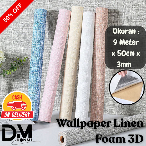 Wallpaper Linen Roll Wallpaper Dinding Sticker Dekorasi Sticker Dinding Wallfoam Termurah Size 9mete