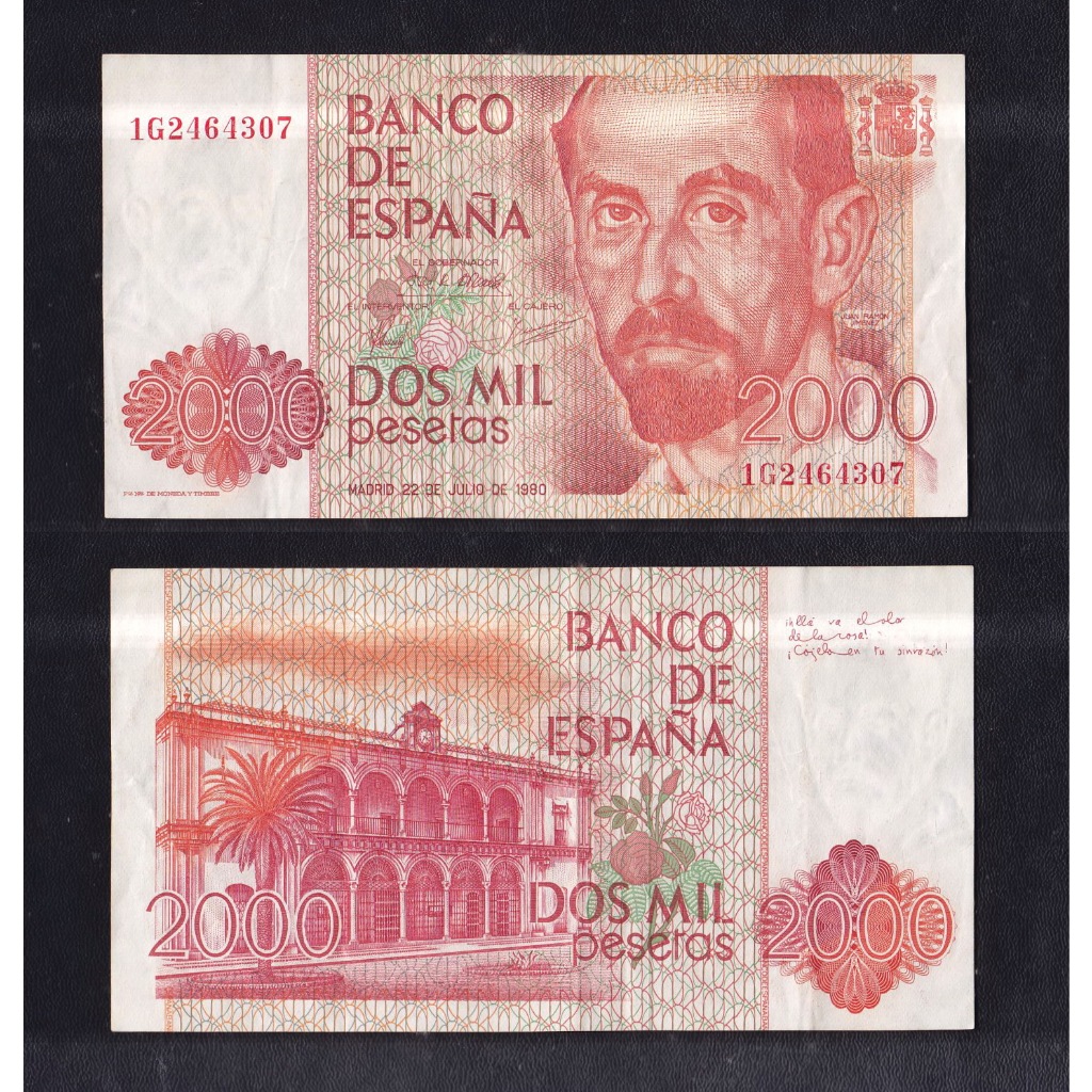 Uang kertas asing Spanyol 2000 Pesetas tahun 1980