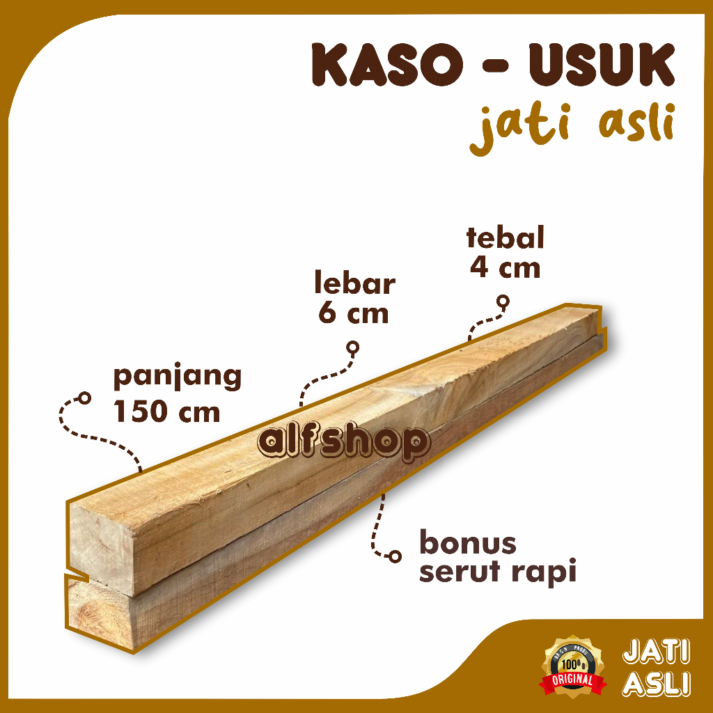 Kaso Usuk 4x6x150 CM Kayu Jati Asli Kondisi Serut Halus
