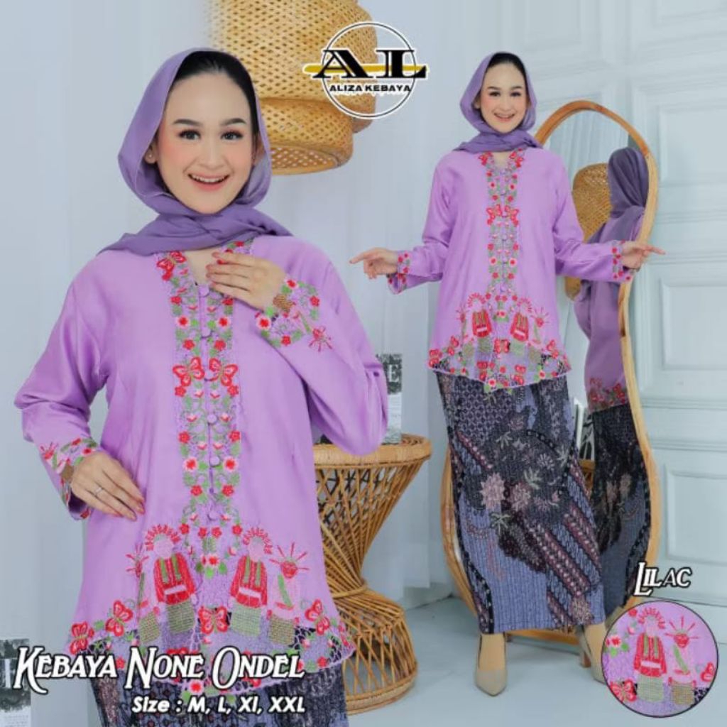 Atasan Kebaya Dewasa Encim Bordir ondel / Kebaya Wisuda / Kebaya Modern / Kebaya Pesta Mewah