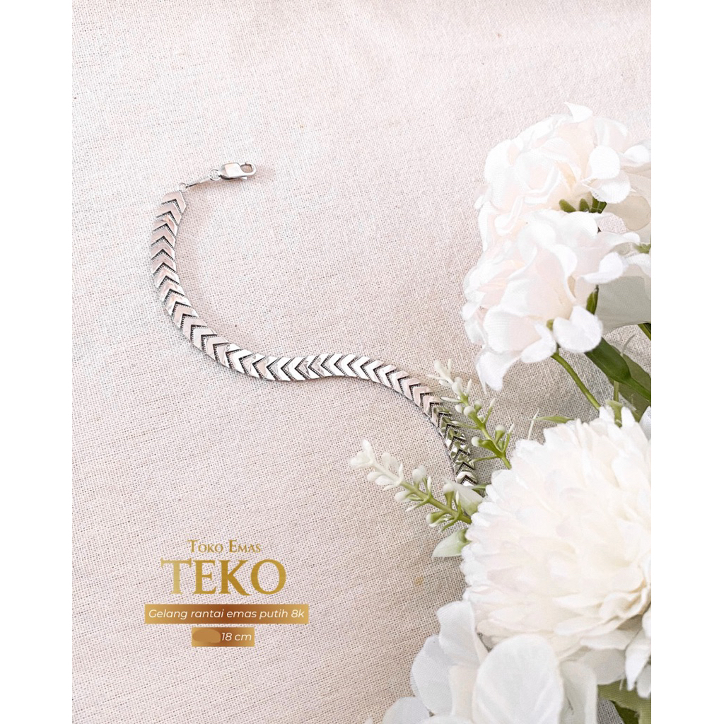 GELANG RANTAI EMAS PUTIH 8k