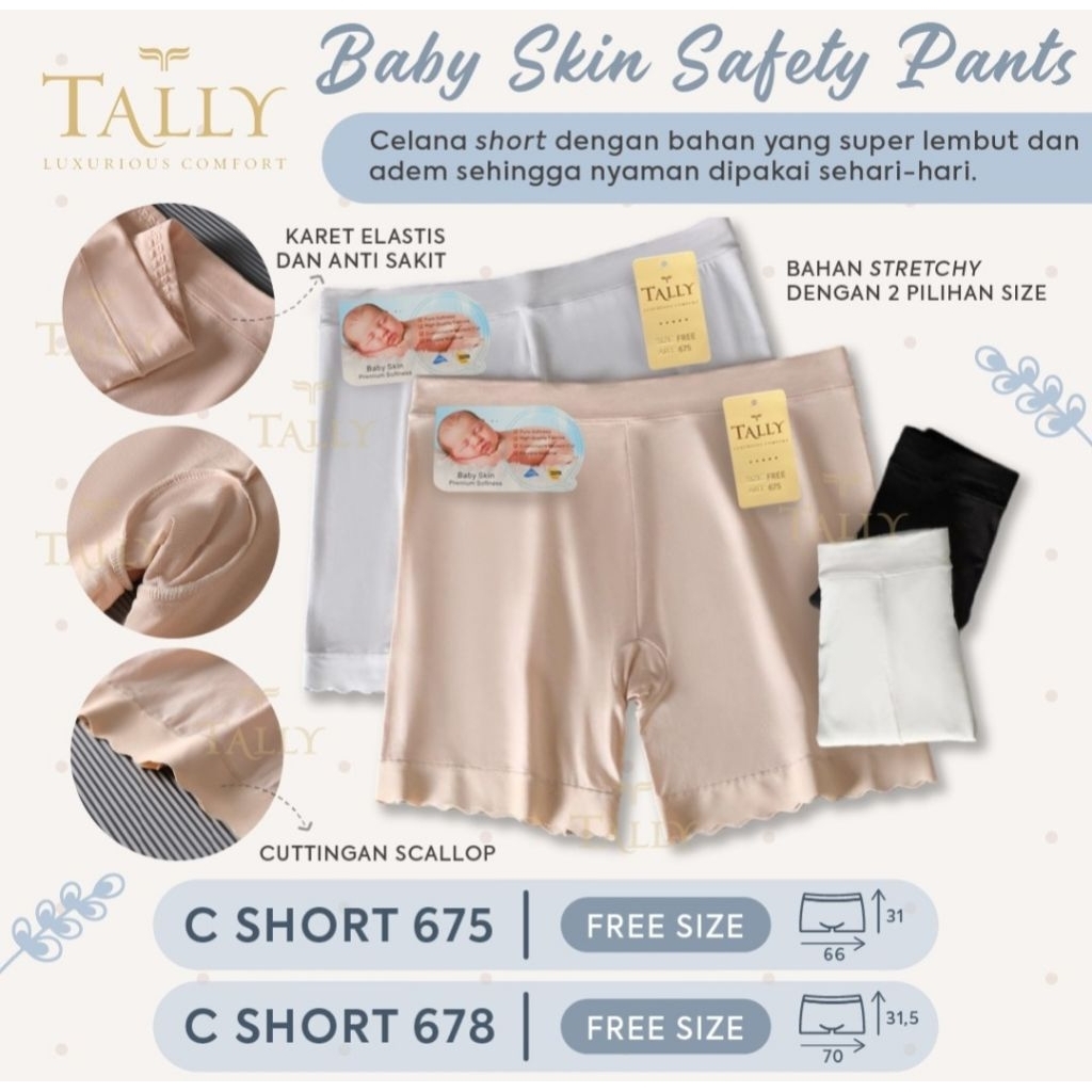 [ZDS] TALLY CELANA SHORT 675 678 - CELANA SHOT WANITA DALAMAN WANITA BABY SKIN SEAMLESS STANDAR JUMB