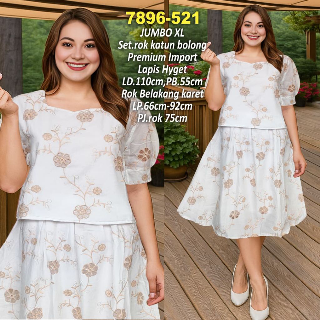 Stelan rok katun bolong premium