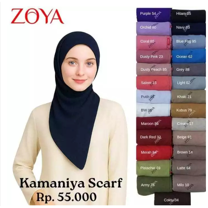 ZOYA KAMANIYA SCARF SEGI EMPAT POLOS SEGI EMPAT PROMO ZOYA