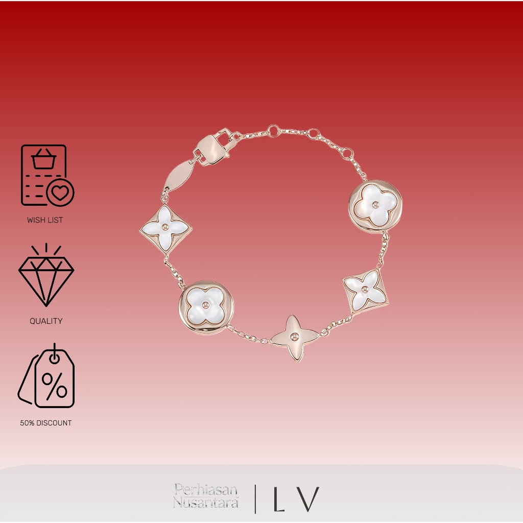 Perhiasan Nusantara- 18K emas asli/100%ORI LV Louis Vuitton color blossom Gelang Wanita/gelang lv/Ge