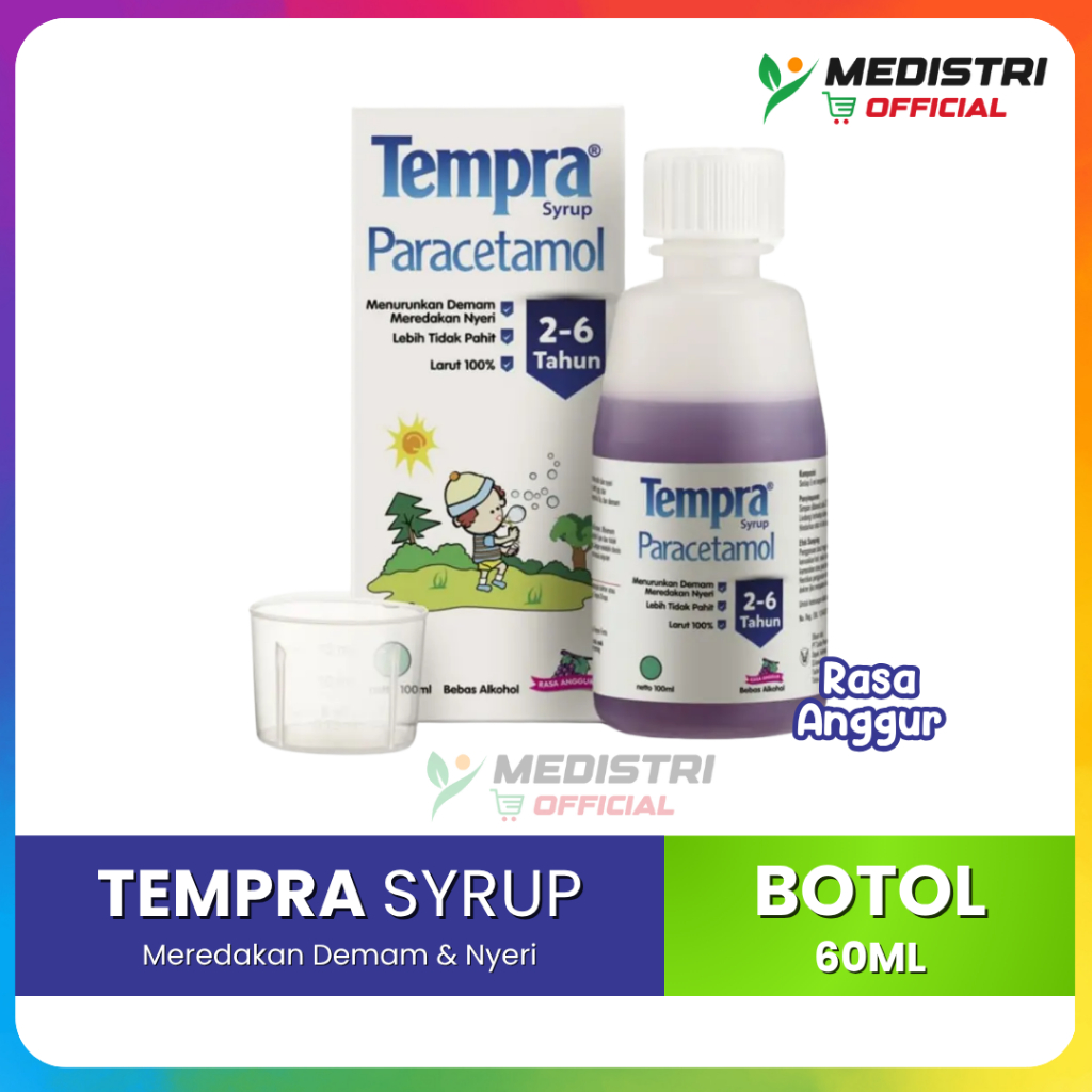 Tempra Sirup 60ml Paracetamol Obat Panas Demam Pereda Nyeri Pada Bayi dan Anak