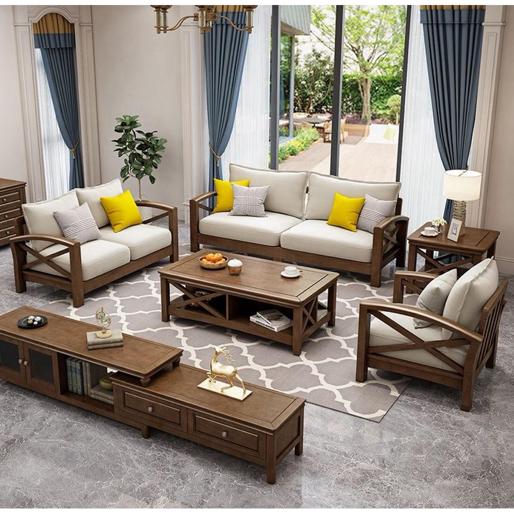 sofa ruang tamu minimalis modern bahan kayu jati asli jepara - kursi tamu mewah jepara