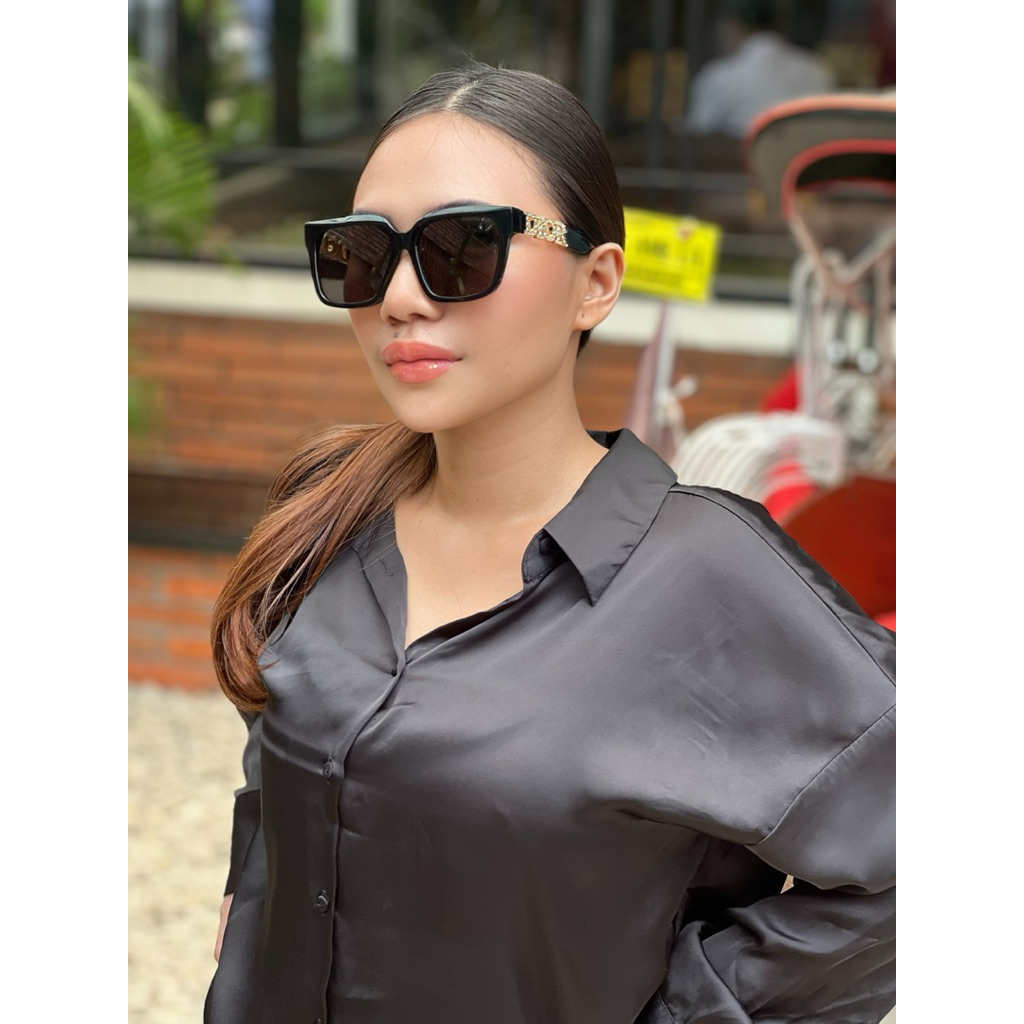 kacamata fashion wanita C DR8603 BLACK GOLD SUNGLASSES