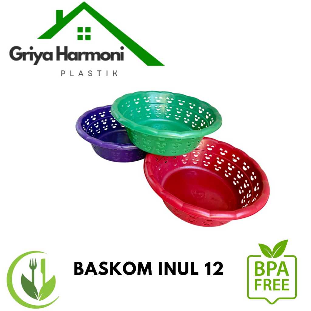 (12 PCS) BASKOM INUL 12 - BASKOM SENYUM / KETAWA 12 - BASKOM NASI HAJATAN PLASTIK - BASKOM BERKAT