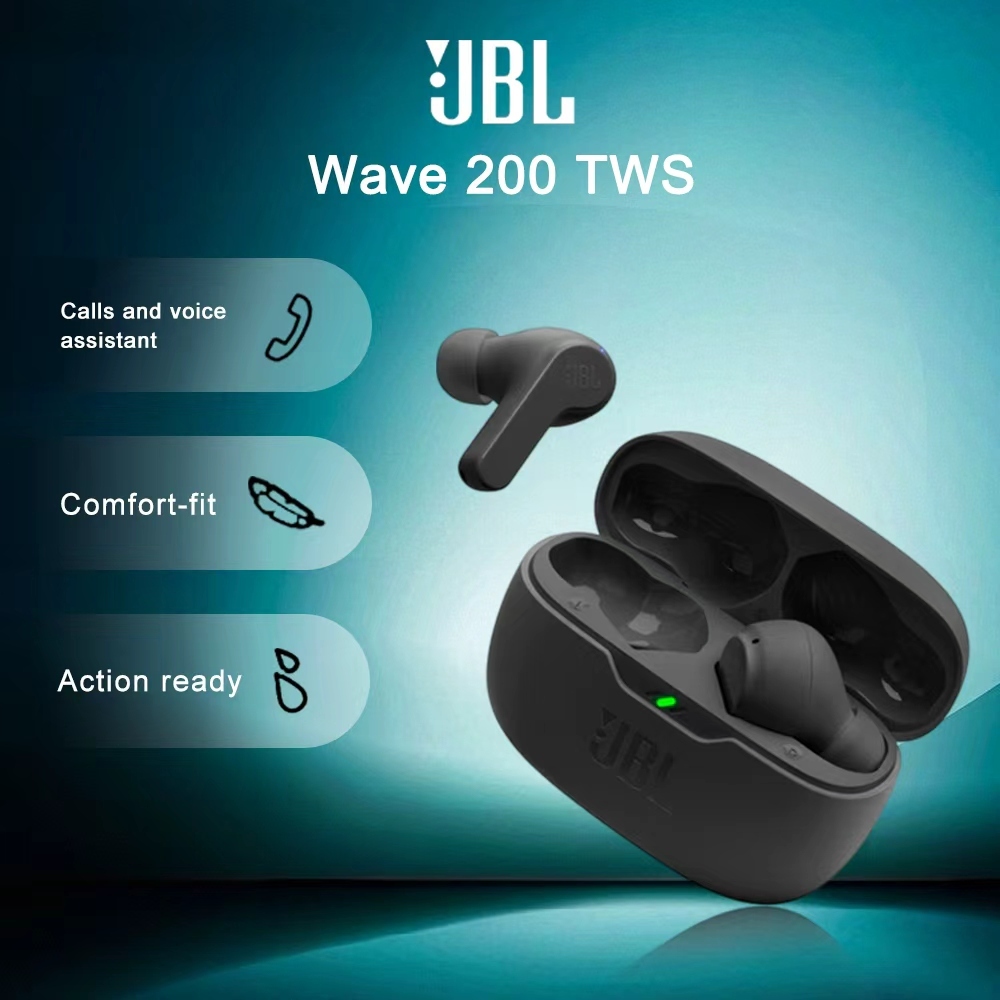 100% Original Headset JBL Wave 200 TWS True Wireless In-Ear Noise Cancelling Headphones Real Stereo 