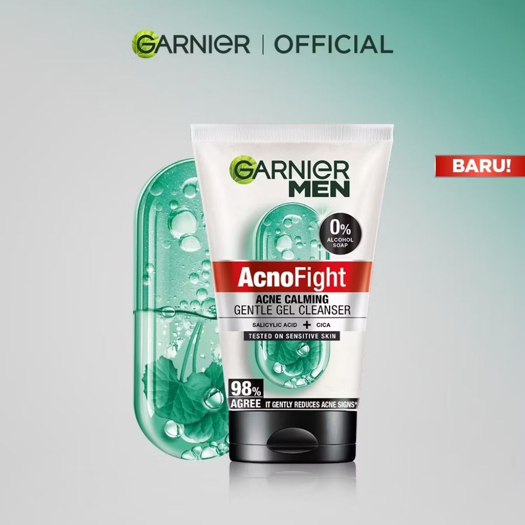 -MA- Garnier Men Acno Fight Acne Calming Gentle Gel Cleanser ( 100ml )