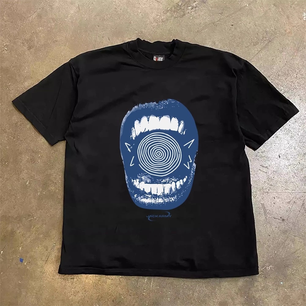 JackArmy pencetakan Amerika baju atasan wanita terbaru kekinian kaos pria oversize skena vintage