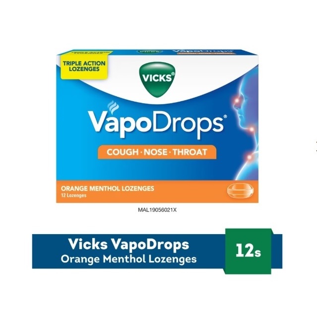 VICKS VapoDrops Orange Menthol 12 Lozenges
