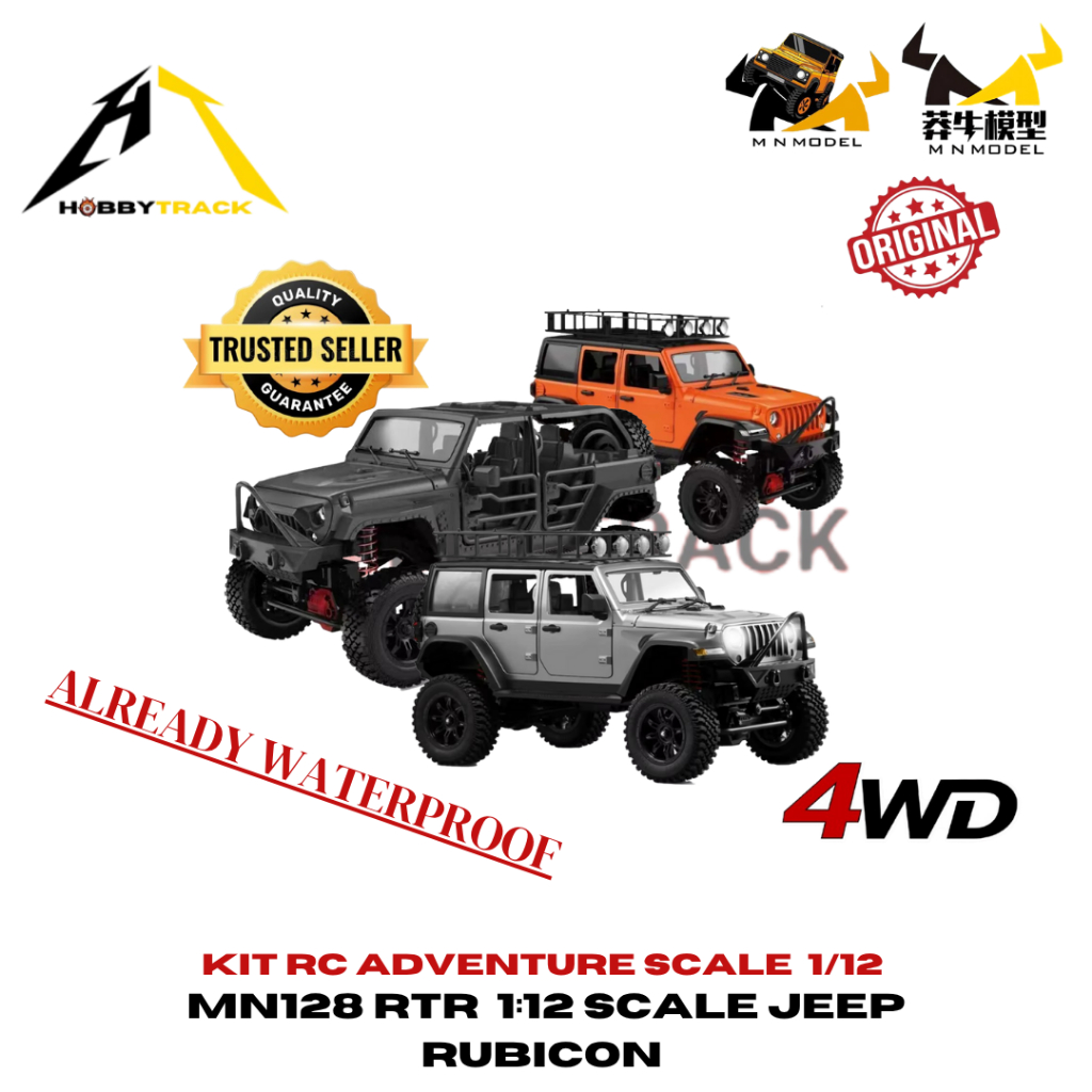 RC Crawler Adventure MN128 RTR 1/12 Scale Jeep Rubicon ( Waterproof ) | 100% Original ( Already Wate