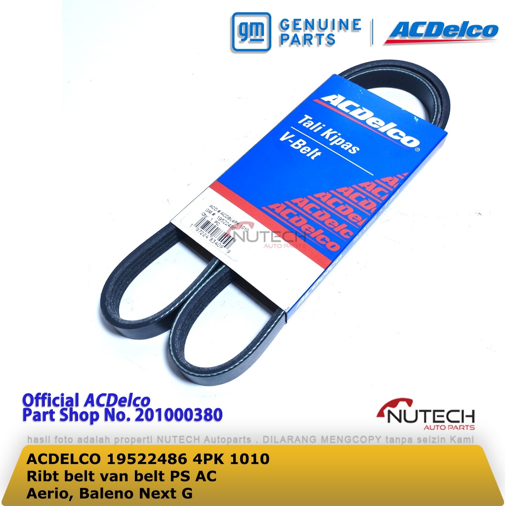 Fanbelt V Belt Fan Belt AC Power Steering 4PK 1010 AERIO BALENO NEXT G Ac Delco