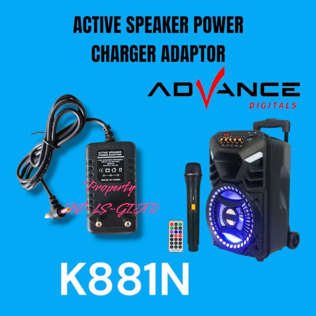 POWER ADPTOR CHARGER SPEAKER AKTIF ADVANCE K881N ADAPTER CARGER CASAN SPEKER AKTIV ADVANCE