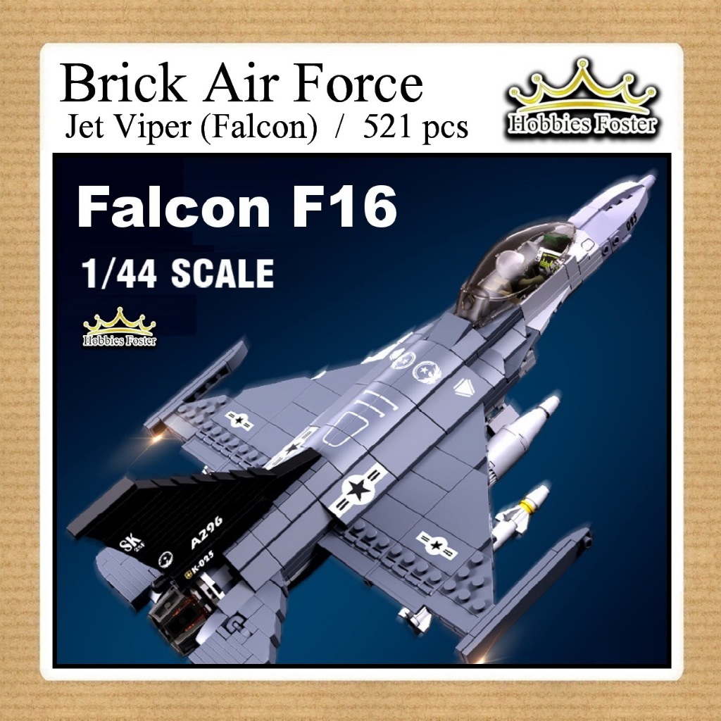 HBF Air Force Military - Mainan DIY Pesawat Perang Brick Sluban Jet Fighter F16 Viper FALCON - B0891