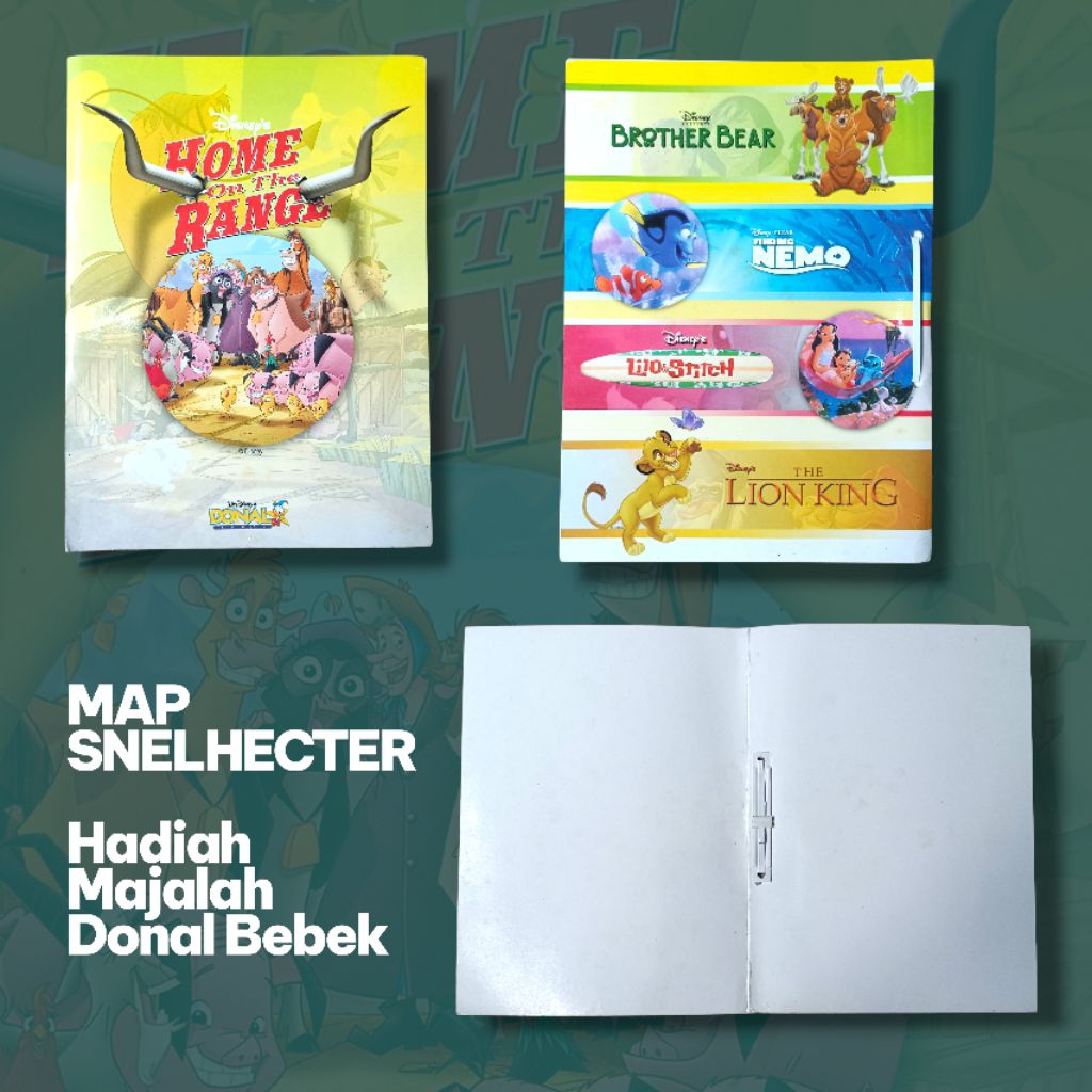 Map Snelhecter Disney Hadiah Majalah Donal Bebek - Map Jepit - Organizer Kertas - Vintage Map