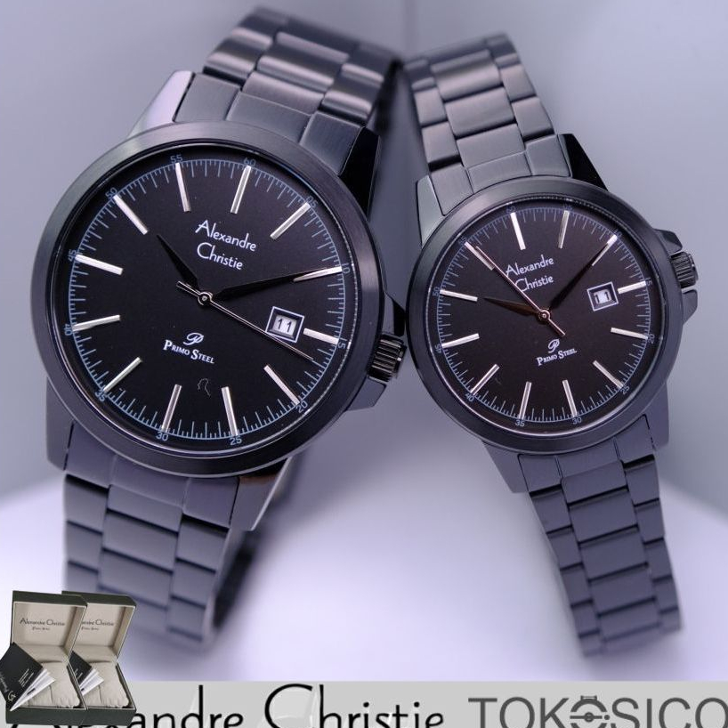 New Alexandre Christie ORIGINAL jam tangan couple AC1008 Alexander Cristie sepasang ori rantai hitam