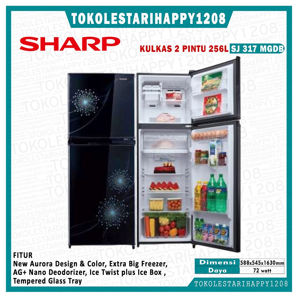 kulkas sharp 2 pintu sharp kulkas 2 pintu type SJ-316/317MG Bandung Kurir Toko 1 Hari Sampai