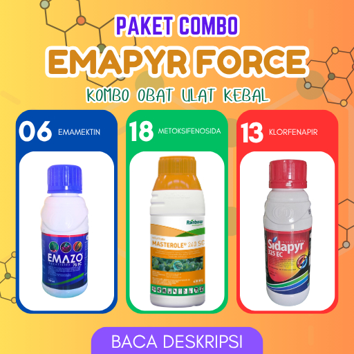 PAKET KOMBO JOSS - EMAPYR FORCE KOMBINASI TIGA BAHAN AKTIF INSEKTISIDA KENDALIKAN HAMA ULAT KEBAL