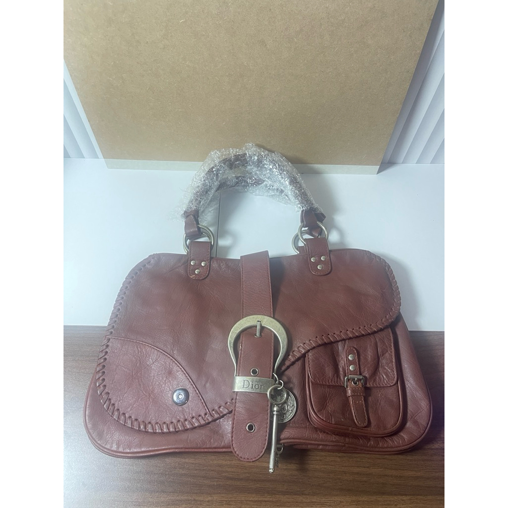 CHRISTIAN DIOR WHIPSTITCH GAUCHO SADDLE TOTE