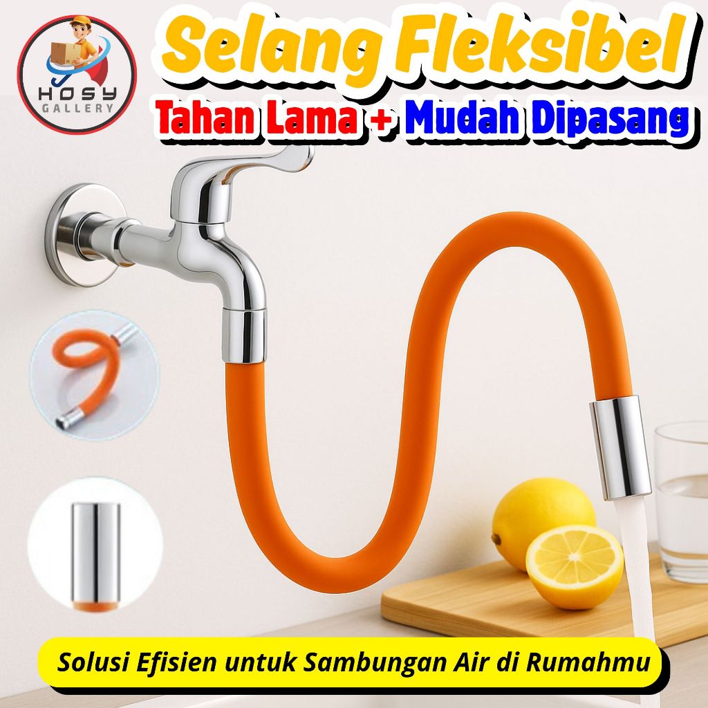 Selang Air Fleksibel Sambungan Kran 360° Extention 28 cm – Putar Bebas, Hemat Air & Super Praktis