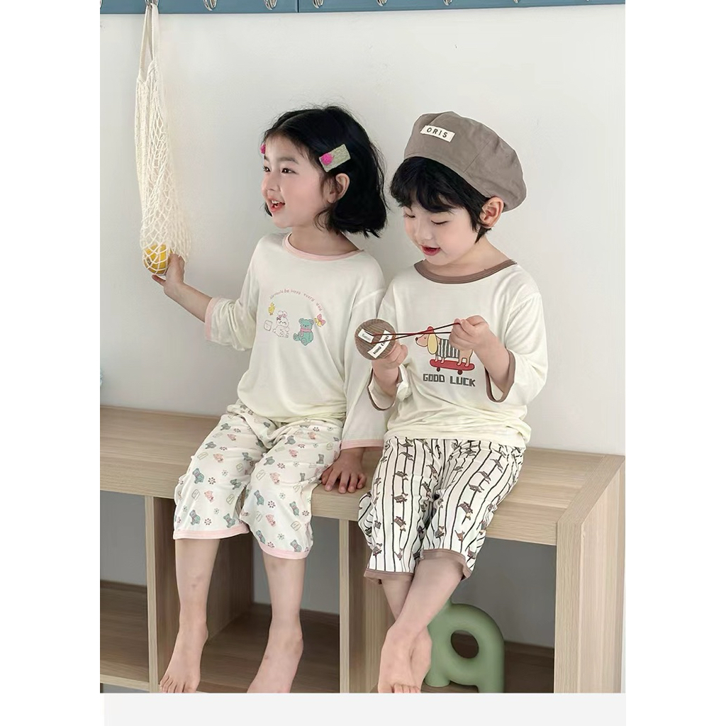 Piyama Tencel Original Anak 7/8 Baju Tidur Tencel Anak Perempuan Baju Tidur Tencel Anak Laki laki