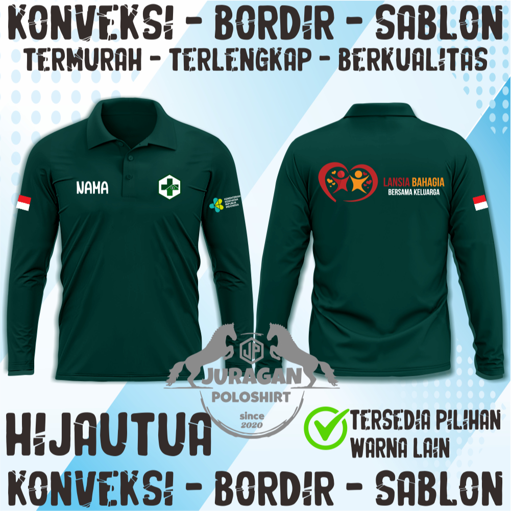 BAJU KAOS KERAH POSYANDU LANSIA BERSAMA KELUARGA-SERAGAM POSYANDU LANSIA-CUSTOM SERAGAM POSYANDU