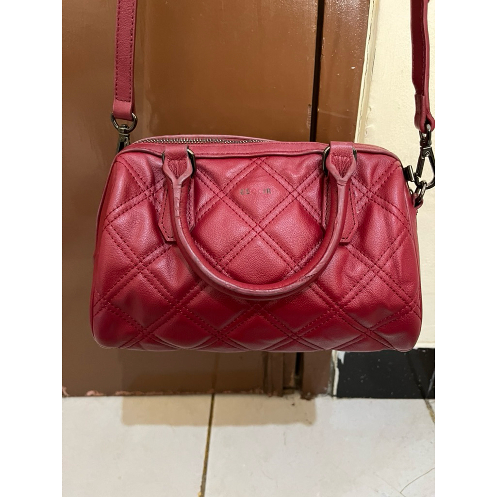 Tas Preloved Model Alma Top Handle Kulit Asli Sling Bag Esquire