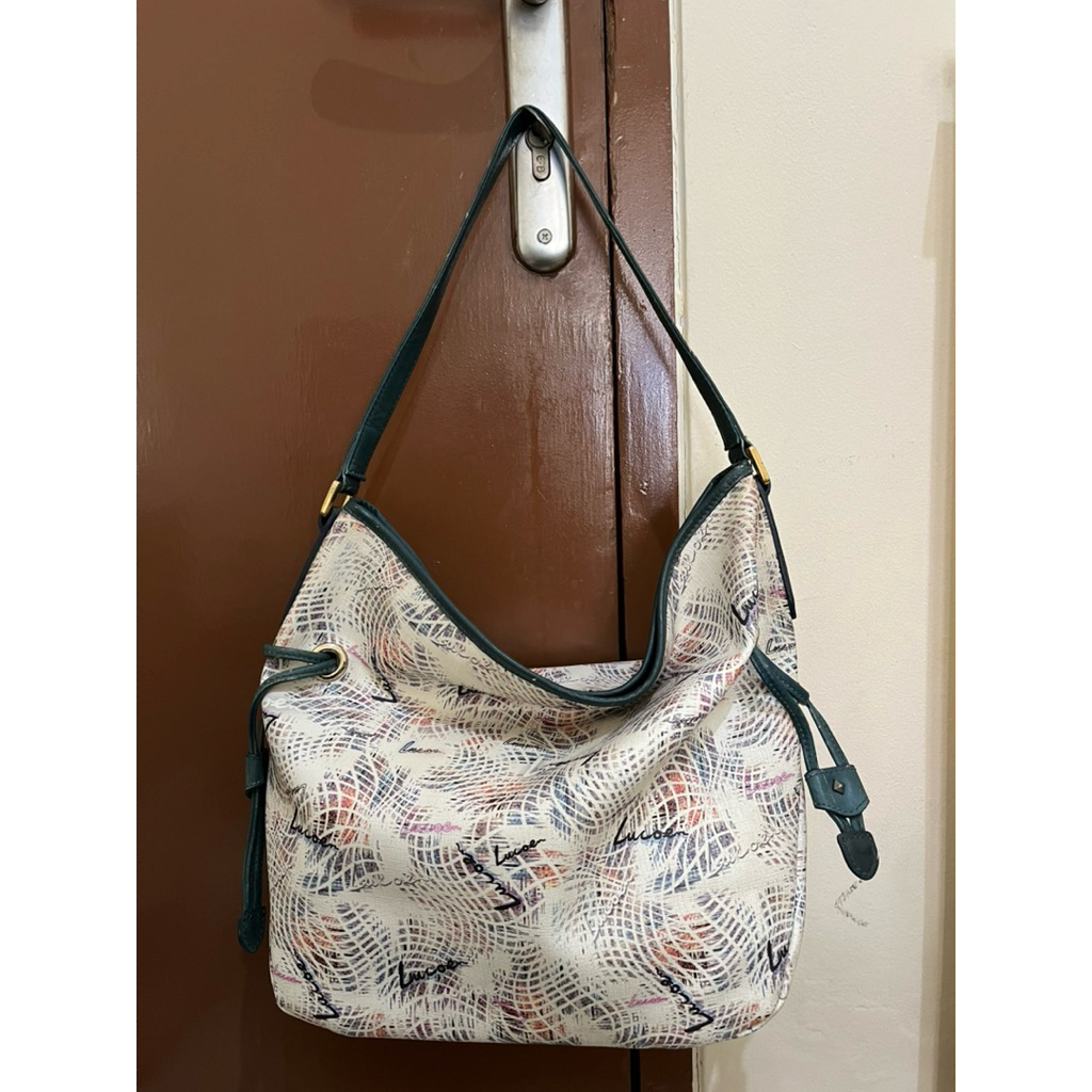 Tas Preloved Shoulder Bag Hobo Bag Kulit Asli Mix PVC Lucoen