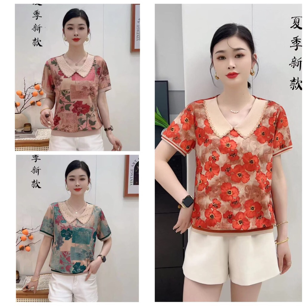 blouse korea motif bunga