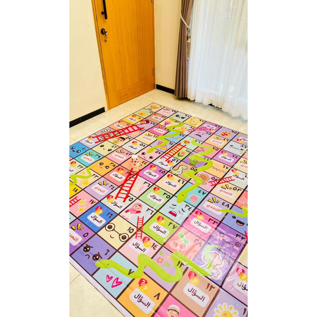 ULAR TANGGA JUMBO 200X200CM ANGKA ARAB & INDO + FREE BONEKA DADU JUMBO 15X15CM