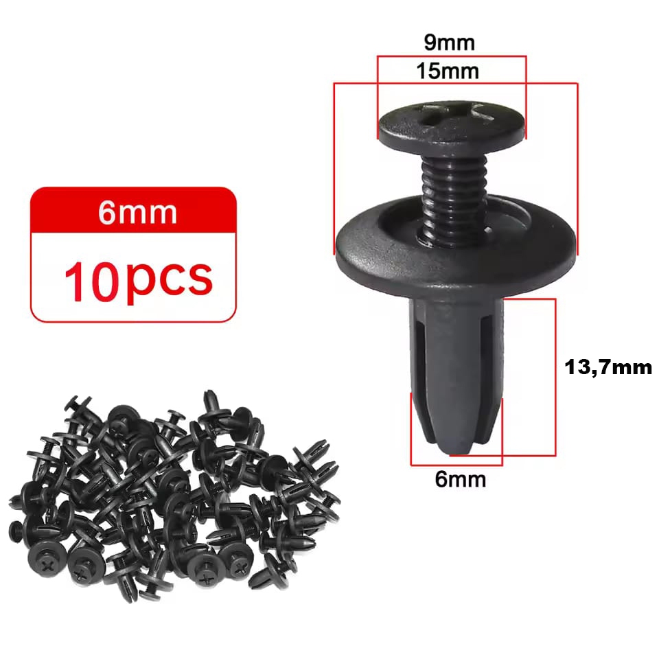 6mm Universal Car Fastener Clips 6mm Klip Kancing Baut Rivet Mobil Motor Pengencang Plastik Otomatis
