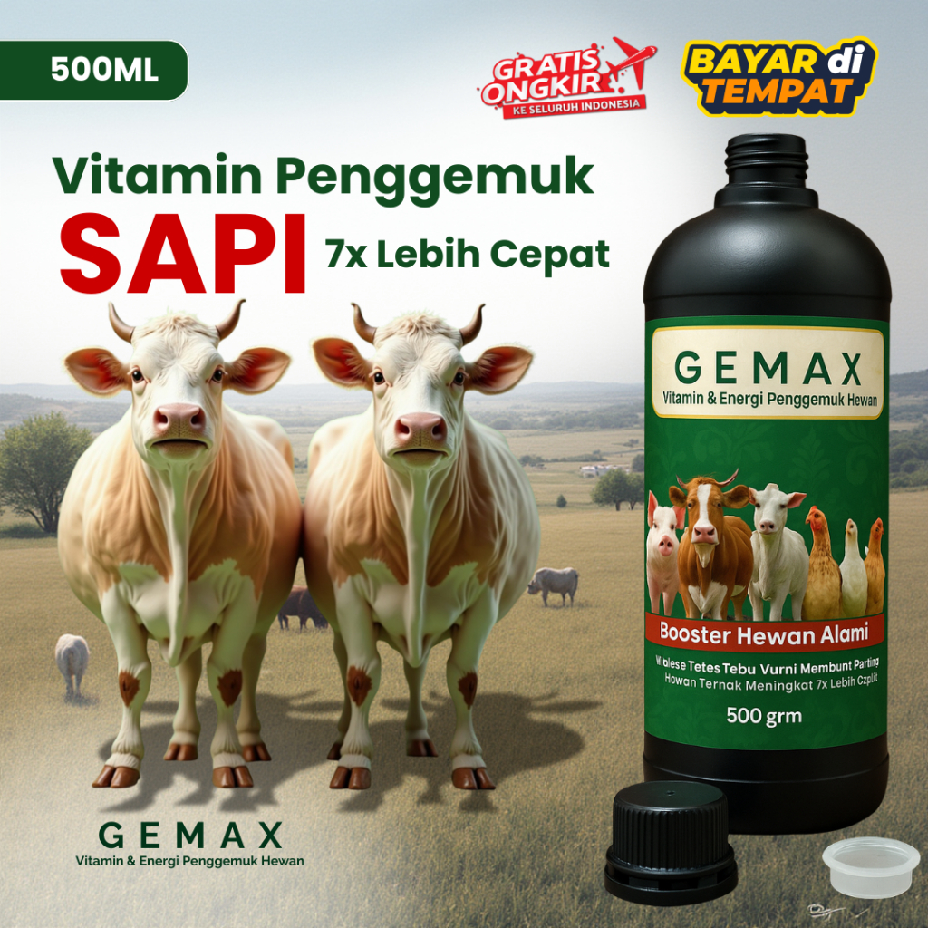 GEMAX Nutrisi Penggemuk Hewan Ternak Penggemuk Sapi Obat Cacing Sapi Molase Tetes Tebu VGT Viterna